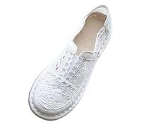 Woaikeyu Plates Baskets Femme Respirant Chaussures Dentelle Mesh Fleurs Casual Chaussures de Sport Outdoor Confortables Tendances Sneakers Blanc 39