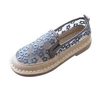 Woaikeyu Plates Baskets Femme Respirant Chaussures Dentelle Mesh Fleurs Casual Chaussures de Sport Outdoor Confortables Tendances Sneakers Bleu 38