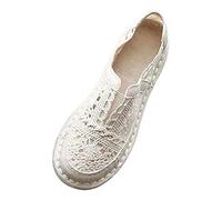 Woaikeyu Plates Baskets Femme Respirant Chaussures Dentelle Mesh Fleurs Casual Chaussures de Sport Outdoor Confortables Tendances Sneakers Beige 37