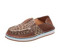 Woaikeyu Plates Casual Baskets Femme LéOpard Bout Rond Confortable Slip On Chaussures Simples Sneakers Jogging Chaussures De Course (Brown, 39)