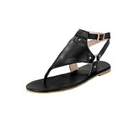 Woaikeyu Plates Sandales Femmes Été Orteil Séparateur Chaussures Pour Plage Bout Ouvert Sandales Cuir noir 43