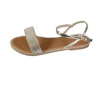 Woaikeyu Plates Sandales Femmes Été Strass Boucle Bout Ouvert Confortables Simple Sandales argent 37