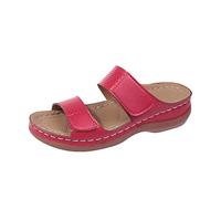 Woaikeyu Sandales compensées respirantes creuses en cuir de couleur unie pour dames Chaussons Cher (Red-a, 38)