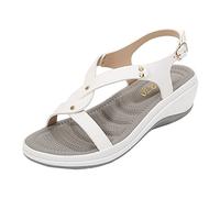 Woaikeyu Sandales Femme Compensé Boho Plage Bout Ouvert Boucle Été Orthopédiques Sandales Mode Confortable Décontractées Extérieur 42