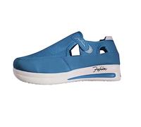 Woaikeyu Sandales Femme Mode Chaussures Compensées décontractées pour femmes Bout Ouvert été mouche plate tissée respirante pâte chaussures décontractées (Blue, 39)