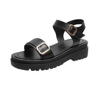 Woaikeyu Sandales Femme Mode Plateforme pour femmes simples Bout Ouvert sandales minces été balle épaisse des sandales doubles pour femmes (Black, 40)