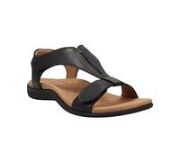 Woaikeyu Sandales Femme Mode Plates printemps et été femmes Bout Ouvert sandales talon plat bout rond léger respirant grande taille (Black, 38)