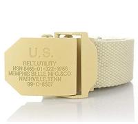 WOAIXI Toile Ceinture,Mode Ceintures Tissées Unisexe Mode Vintage Us Boucle en Métal Doré Ceinture Militaire Durable Hommes Femmes Jeans Ceinture Casual Vintage Armée Ceinture Militaire Homme, Beige,