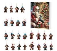 Woalopted Calendrier De Décompte Pour Chien - Ornements D'Avent De Noël Figurines De Teckel Jouets | 2D Décorations D'Intérieur Mignonnes,pour Célébration des Fêtes de Décembre Fête Familiale