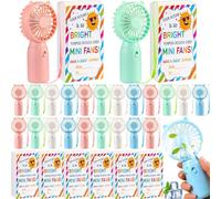 Woanger Lot de 24 mini éventails de remise de diplôme, mini éventails portables macarons avec boîte d'encouragement, cadeaux d'été en vrac pour diplômés, fête, voyage, camping, piles AA non incluses