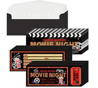 Woanger Lot de 50 invitations de fête cinéma avec enveloppes, ticket de cinéma, invitations d'anniversaire pour anniversaire, fête prénatale, soirée cinéma, fête sur tapis rouge