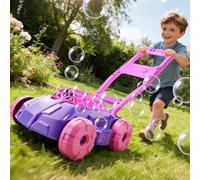 WOANZZ Tondeuse à Gazon à Bulles pour Tout-Petits 1-3 Ans, Machine à Bulles Automatique, Anti-Fuite avec Musique, 4 Baguettes à Bulles, Jouet de Jardin d'Été Extérieur, Enfant Préscolaire, Violet