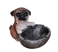 WOBARTCO Cendrier en résine pour cigarettes et cigares, motif chien carlin, mignon cendrier pour fumeurs, cendrier en résine pour intérieur ou extérieur, terrasse, jardin