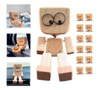 Wobbling Figurines en bois, petite tête de bobble amusante, décoration de voiture, avec expressions magnétiques, figurine en bois, figurine en bois, bonhomme qui bouge, voiture, secoueur, ornement de