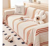 WOBblo Plaids pour Canapés Grand Jeté De Canapé 3 Places, Chenille Jacquard Tissé Décoratif Polyvalent Grand Canapé Couverture avec Glands, Couvre-lit Et Canapé,Orange,180x340cm