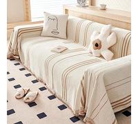 WOBblo Plaids pour Canapés Grand Jeté De Canapé 3 Places, Chenille Jacquard Tissé Décoratif Polyvalent Grand Canapé Couverture avec Glands, Couvre-lit Et Canapé,Beige,180x280cm