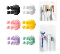 Wobestod 6 Pièces Porte Brosse à Dents Silicone Adhésif Salle de Bain Crochet Multifonctions Crochet Porte Rasoir Douche Support Brosse à Dents pour Salle de Bain Cuisine Bureau Mur