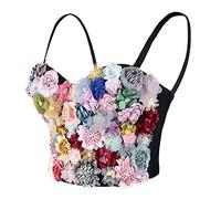 Woboren Punk Fleur Bustiers Deium Push Push Up Coupe Top Burlesque Party Danse Clubwear pour Les Femmes Lingerie (Fleur, L)