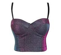 Woboren Punk Pétillant Bustiers Deium Push Push Up Coupe Top Burlesque Party Danse Clubwear pour Les Femmes Lingerie (Violet, XS)