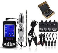 WOCAO E-Stim Stimulator Set Pinces à mamelons Plug Anal/Vaginal Cock Ring Câble Électrodes Pads Electro Shock Host Electrosex Electro-Stimulation Sex Toys Pour Femmes Hommes Couples