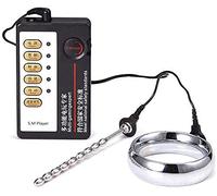 WOCAO Ensemble d'électrostimulation avec dilatateur urétral en acier inoxydable 304 et stimulateur Cockring/Cockring Ceinture de chasteté électrochoc Fetish Torture SM Sex Toy