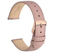 WOCCI 15mm Grace Bracelet de Montre pour Femme, Cuir de Grain Supérieur, Libération Rapide, Boucle Dorée Rose (Rose Retro)
