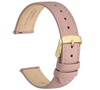 WOCCI 15mm Grace Bracelet de Montre pour Femme, Cuir de Grain Supérieur, Libération Rapide, Boucle Dorée (Rose Retro)