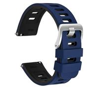 WOCCI 22mm Bicolore Bracelet Montre, Caoutchouc Silicone, Libération Rapide, Bande de Remplacement pour Hommes et Femmes, Boucle Argent (Bleu-Noir)