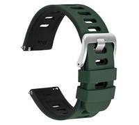 WOCCI 22mm Bicolore Bracelet Montre, Caoutchouc Silicone, Libération Rapide, Bande de Remplacement pour Hommes et Femmes, Boucle Argent (Vert-Noir)
