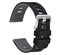 WOCCI 22mm Bicolore Bracelet Montre, Caoutchouc Silicone, Libération Rapide, Bande de Remplacement pour Hommes et Femmes, Boucle Argent (Noir-Gris)