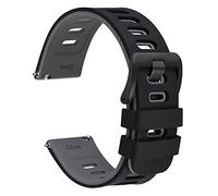 WOCCI 22mm Bicolore Bracelet Montre, Caoutchouc Silicone, Libération Rapide, Bande de Remplacement pour Hommes et Femmes, Boucle Noir (Noir-Gris)