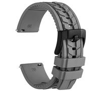 WOCCI 22mm Bracelet Montre pour Homme, Caoutchouc FKM, Dégagement Rapide, Boucle Noire (Gris)