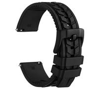 WOCCI 22mm Bracelet Montre pour Homme, Caoutchouc FKM, Dégagement Rapide, Boucle Noire (Noir)