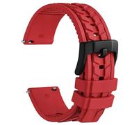 WOCCI 22mm Bracelet Montre pour Homme, Caoutchouc FKM, Dégagement Rapide, Boucle Noire (Rouge)