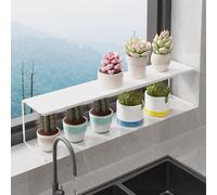 WOCHUANGSI 1 petite étagère étroite pour rebord de fenêtre, cuisine, étagère à épices, empilable, étagère extensible pour plantes pour espace étroit (blanc)