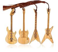 Wocoxo Marque-page en bambou naturel fait à la main avec glands, marque-pages de lecture de style vintage unique - 4PCS (style Guitare)