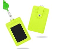 Wocoxo Porte-badge avec cordon rétractable, vertical en cuir synthétique avec 2 emplacements pour cartes (vert menthe)