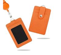 Wocoxo Porte-badge vertical en cuir synthétique avec cordon rétractable et 2 emplacements pour cartes (orange)