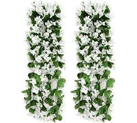 wocpvm 2 Pcs 70CM Lierre Artificiel Fleurs Artificielles Exterieures Mariage Plante Artificielle pour Le Bureau, Décoration De La Maison, Jardin, Fête, Mariage, Blanc