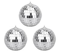wocpvm 3 Pièces Boule a Facette Miroir Argent Boule Disco, 8cm Boule Miroir Boule Miroir à Suspendre pour Fête, Carnaval, Fête à Thème(Ø 8 cm)