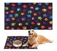 wocpvm Tapis gamelle Chien 50 x 30 cm d'alimentation pour Chiens et Chats Plateau Facile à Nettoyer pour Chats Tapis de Nourriture pour Chien avec Motifs Traces de Pattes