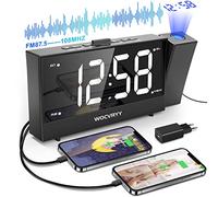 WOCVRYY Radio Reveil Projection Plafond, Horloge Digitale，Radio-réveil de Chevet, Double Alarmes, Formats 12 / 24H, Snooze，0-100% Ajuster la luminositéet 2 Ports USB, pour la Maison，Bureau