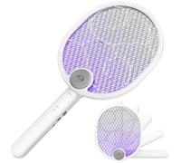WOCVRYY Raquette Electrique Insectes 4000V Raquette Moustique Electrique Piable Tapetteà Mouche Electrique USB Rechargeable avec 3 Couches Protection en Maille Support Mural