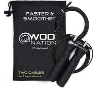 WOD Nation Corde à sauter à vitesse d'attaque : cordes à sauter réglables : système d'entraînement unique à deux câbles : un câble épais et un câble léger de 11 pieds - Noir