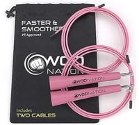 WOD Nation Corde à Sauter de Vitesse - Cordes à Sauter Ultra Rapides - Entraînement d'endurance pour Crossfit, Boxe, MMA, Arts Martiaux ou Simplement Rester en Forme - Rose