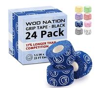 wod Nation Weightlifting Hook Grip Tape - Bulk Pack 23 Ft/Roll - Confortable, Stretchy Athletic Tape for Weight Lifting, Cross Training - Thumb, Wrist & Finger Protection (Blue 24 pk (23 ft par