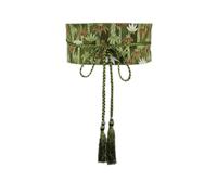 Wodaji Ceinture traditionnelle chinoise brodée avec pompon Kimono Obi ceinture enveloppante pour robe Yukata, H-vert, taille unique