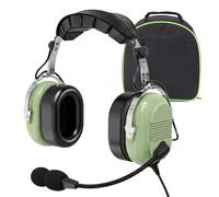 WODASEN Casque d'aviation générale GA à double prise - Casque de pilote avec micro perche - Antibruit - Protection auditive - Pour étudiant en vol - Vert clair