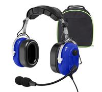 WODASEN Casque pilote d'aviation pour étudiants, école de vol, casque d'aviation à suppression passive du bruit, avec micro perche, contrôle du volume, double prise GA 24 dB, compatibilité mono et