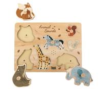 WoddyGo Puzzle Enfant 18 Mois sonore en Bois, Puzzle interactif Montessori à encastrement, 8 Animaux Sauvages avec Sons réalistes, Jouet éducatif d’éveil